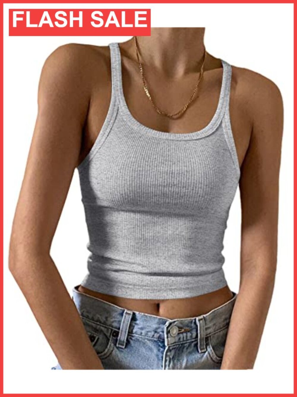 Ribbed Knit Scoop Neck Sleeveless Tank Top Fitted Cami